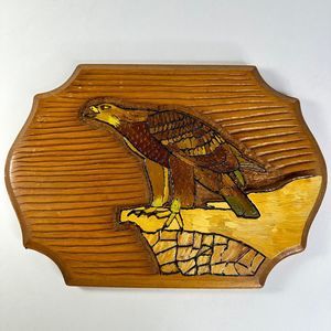 Rustic Vintage Handcarved Wooden Eagle Wall Decor
